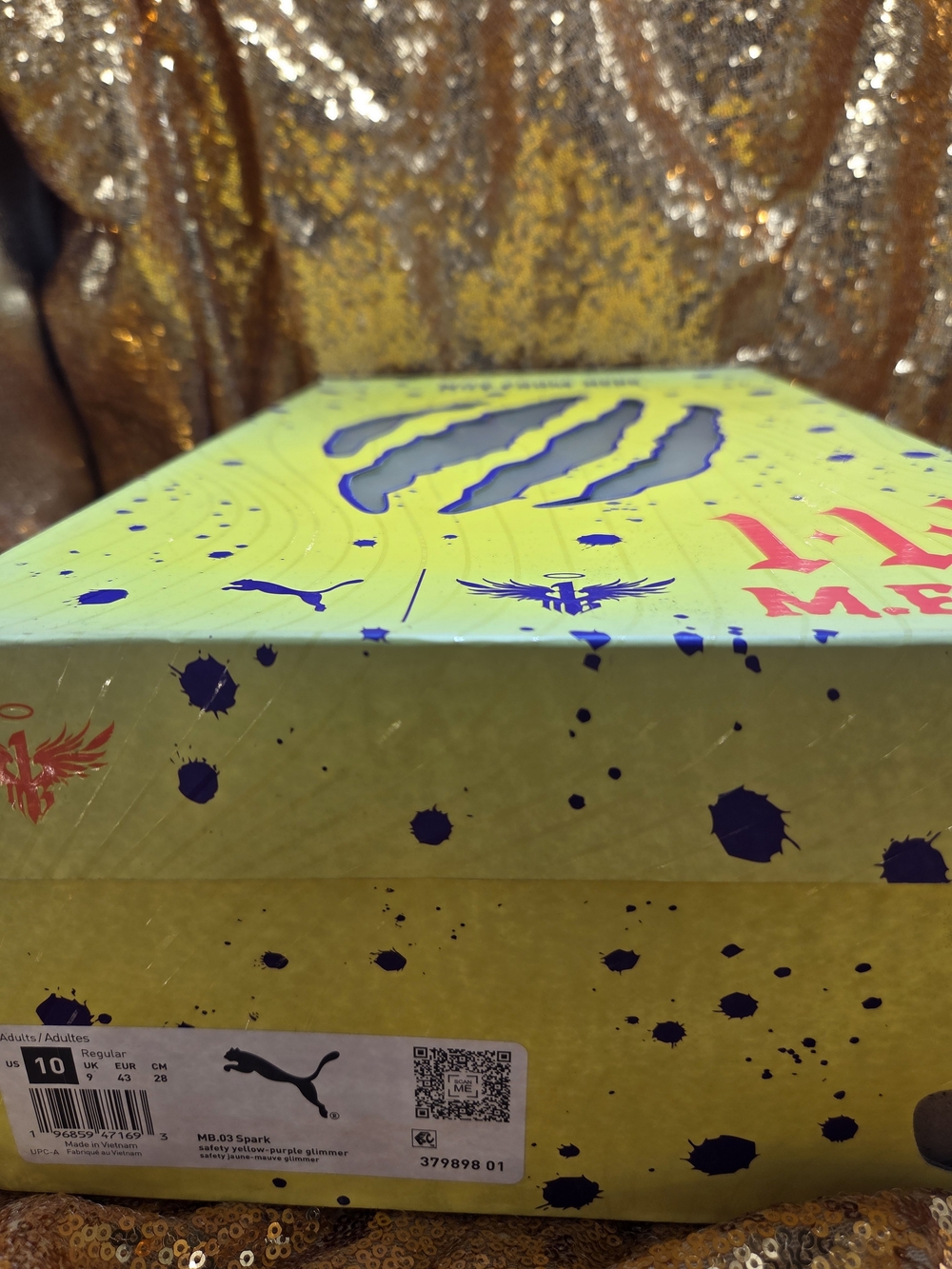 Mens Neon Yellow & Purple Athletic Sneakers - Picture 2 of 10